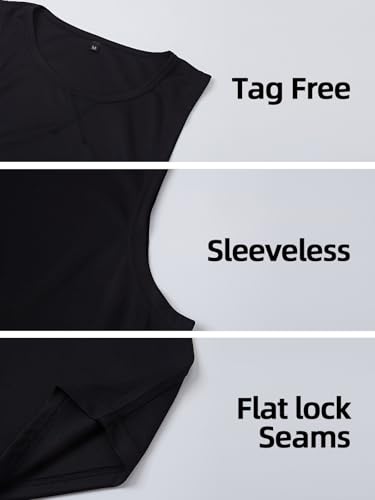 Men's Sleeveless Workout Tank Top Quick Dry Gym Muscle Bodybuilding Vest Breathable Lightweight Summer Athletic Tops - color: Black, size: Medium