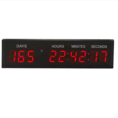 LED Countdown Clock Safety Event Timer with Remote and Buttons for 1.8'' 9 Digits - color: Red