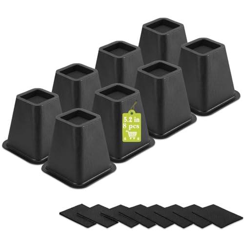 8 Pack Furniture Risers 6 Inch, Bed Risers Heavy Duty for Table Desk Couch Chair Sofa Cabinet Bed Frame Dorm, Square Table Leg Risers Lift Height 6", Black - color: Black 8 Pack, size: 6 Inch