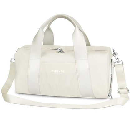 16" Gym Bag for Women,with Shoes Compartment and Waterproof Pocket(Beige) - color: Beige, size: 16" Small Size