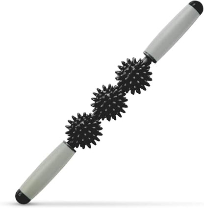 Fascia Muscle Roller, Cellulite Massager Fascia Roller for Cellulite and Sore Muscles, Neck, Leg, Back, Pressure Trigger Point Body Roller Deep Tissue Massage Stick Tools - 3 Massage Balls - color: Classic Black