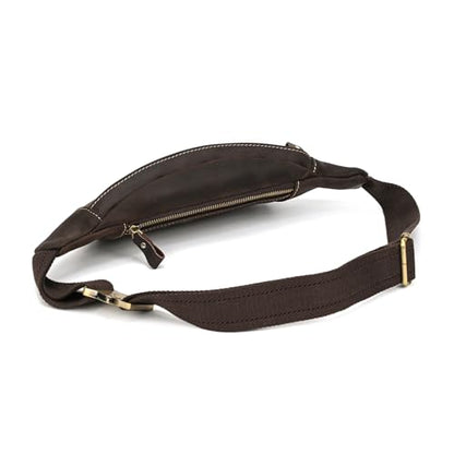 LUUFAN Men's Leather Fanny Pack Adjustable Waist Bag Hip Bum Belt Slim Purse Bag Cell Phone Pouch for Sport Travel Hiking, Dark Brown - color: 1034-Dark Brown