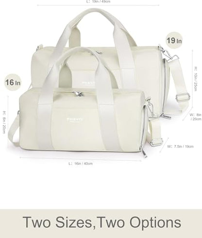 16" Gym Bag for Women,with Shoes Compartment and Waterproof Pocket(Beige) - color: Beige, size: 16" Small Size