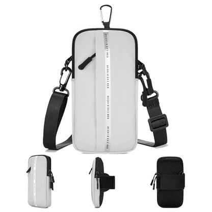 Armband Cell Phone Holder, Crossbody Phone Purse for Running Walking, Adjustable Strap Phone Pouch Holster for Men Women (Silver Gray) - color: Silver Gray