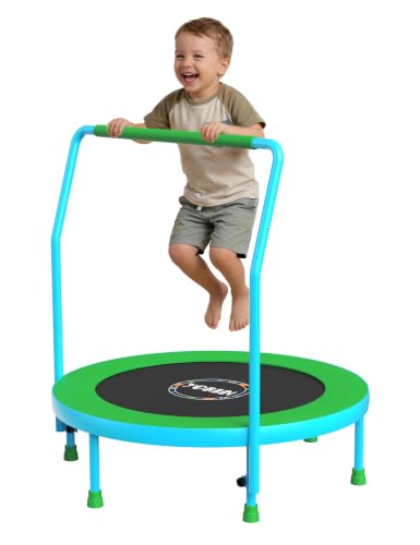 YORIN 36" Trampoline for Kids, Foldable Mini Trampoline with Foam Handle - color: Green