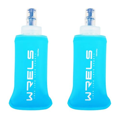 WRELS TPU Soft Flask Lightweight Portable Reusable Water Bottle,BPA Free Collapsible Flask for Hydration Pack in Running Hiking Cycling and Marathon - color: 150ml/5.07oz-2 Pack-Light Blue