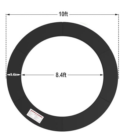 LANGXUN Universal Trampoline Repalcement Safety Pad, 8ft 10ft 12ft 14ft 15ft 16ft Waterproof Surround Spring Foam Cover for Round Frame - color: Black, size: 10ft
