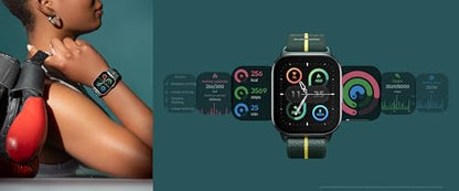 Motorola Moto Watch Fit, Fitness Tracker, GPS, Sleep Monitor, Black Dial & Green Band