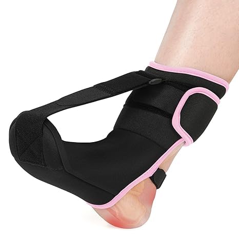 Plantar Fasciitis Night Splint Sock Soft Plantar Fasciitis Brace for Sleeping Achilles Tendonitis Foot Drop Heel Pain - Plantar Fasciitis Relief Night Splint for Women Black Pink Small - color: Black-Pink