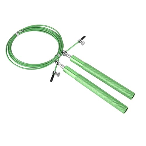 Aluminum Alloy Jump Rope with Ball Bearings – Skipping Rope for Speed Training, Non-Slip Grip and Adjustable PVC Cable - color: Green