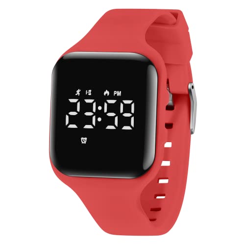 Kids Watches for Girls Boys Digital Sport Watch with Step Counter Pedometer Vibration Alarm Clock, No App Waterproof Fitness Tracker Kids Watch Boys Girls Teens Students Ages 5-16 - color: 006-E-Red