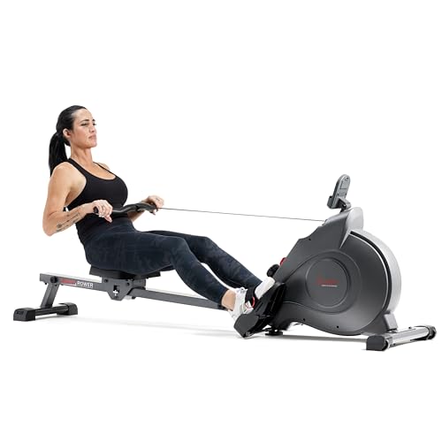 Sunny Health & Fitness Smart Magnetic Rowing Machine with Extra Long Rail