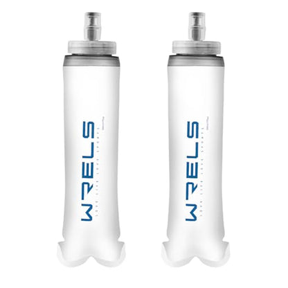 WRELS Collapsible Soft Flask Water Bottle for Outdoors,Folding Collapsible Running Flask for Cycling Marathon Trail Race - color: 500ml/16.9oz-2 Pack-Blue