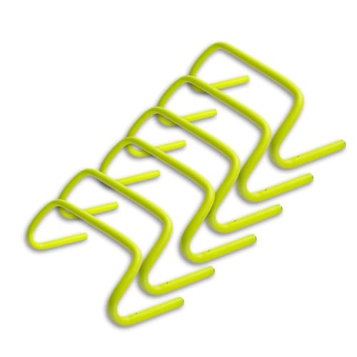 6 Inch Set of 6 Yellow Agility Speed Hurdles for Sports Training Football Soccer Basketball Track Field Plyometric Drills Quick Feet Footwork Coordination Lateral Agility Fitness Exercise Equipment