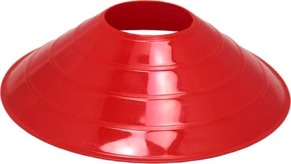 BlueDot Trading High Visibility Disc Cones for Sports, Agility Training, Soccer, Football, Field Cone Markers for Adults or Kids, Red, Quantity 12-Pack