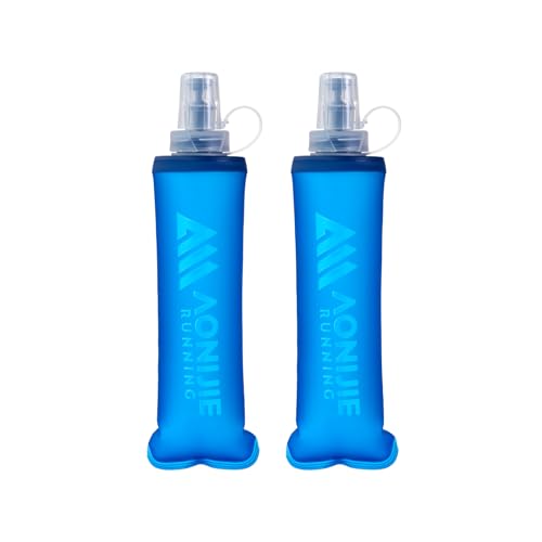 AONIJIE TPU Soft Flask Water Bottle Collapsible Running Flask for Hydration Pack, BPA Free, Wide Opening, for Outdoor Sports Hydration - color: C1#250ml - 2 Pcs
