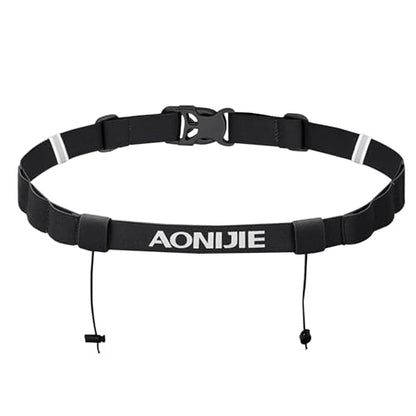 Azarxis Race Number Bib Belt with 6 Storage Loops Adjustable Elastic Webbing for Men Women Runners Running Jogging Triathlon Marathon Trail Race Cycling - color: #1 Black