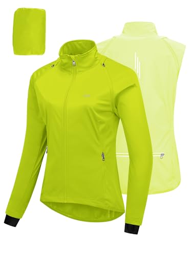 33,000ft Women's Zip Up Lightweight Athletic Workout Yoga Cycling Track Running Jacket Waterproof Windproof Reflective - color: Greenish Yellow, size: Small