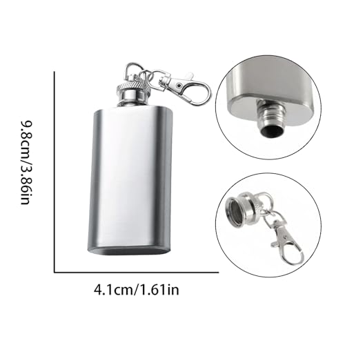 2PCS Stainless Steel Hip Flask,2oz Hidden Flasks for Liquor for Men, Multifunctton Pocket Mini Small Pocket Flask,Mini Pocket Wine Bottle with Keychain 2oz Pocket Whiskey Bottle