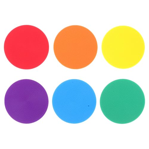 ibasenice 6 Pack Poly Spot Markers Non Slip Agility Training Equipment Round Floor Dots for Soccer Practice Gym Drills Classroom Activities Flat Sports Marker Discs Assorted Color
