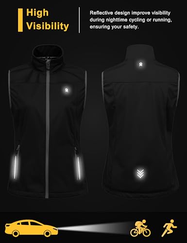 Little Donkey Andy Women's Lightweight Softshell Vest - color: Black-reflective, size: Small