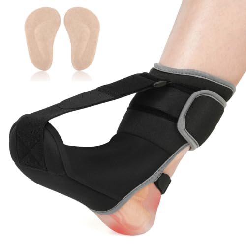 Plantar Fasciitis Night Splint Sock Soft Plantar Fasciitis Brace for Sleeping Achilles Tendonitis Foot Drop Heel Pain - Plantar Fasciitis Relief Night Splint for Women Men Black Large - color: Black-Large