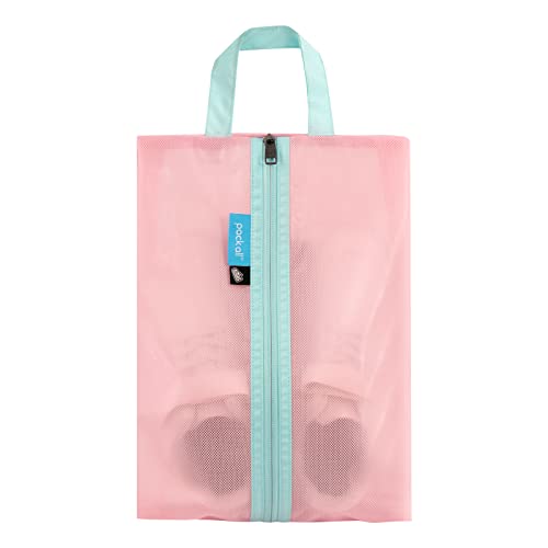 pack all Kids Shoe Bag for Travel, Water-Resistant Shoe Pouch for Sports - color: Pink