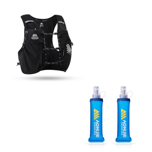 AONIJIE 10L Hydration Vest, 2PCS 250ml/8.5oz Soft Flask