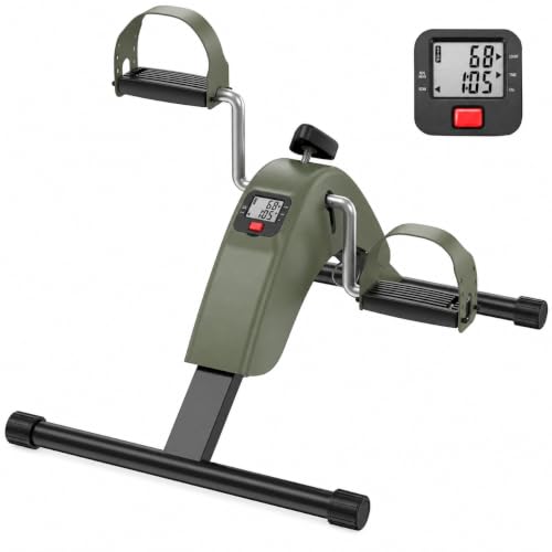 Under Desk Bike Pedal Exerciser for Arms and Legs, Foldable Mini Exercise Bike with LCD Display and Adjustable Resistance for Home and Office - color: Green