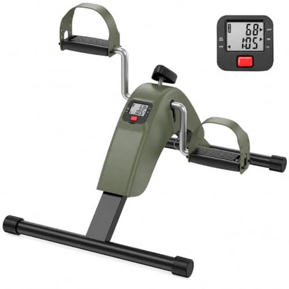 Under Desk Bike Pedal Exerciser for Arms and Legs, Foldable Mini Exercise Bike with LCD Display and Adjustable Resistance for Home and Office - color: Green