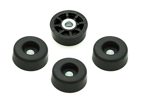 4 Super Soft Round Rubber Feet w/Metal Insert - 1” Wide x .437” Tall - Non-Marking - Perfect for Furniture, Tables, Chairs, Desks, Beds, Cabinets, Benches, Sofas - Made in USA - size: 4 Pack