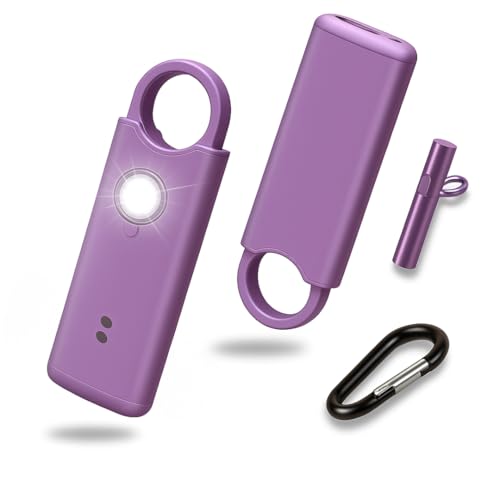 VOLTEK Metal Personal Alarm for Women (Purple) – 140dB Self Defense Safety Alarm Keychain, USB-C Rechargeable Emergency Alarm with Door & Window Sensor Mode - color: PURPLE