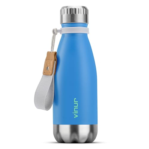 Kids Water Bottle-9 oz Leak Proof Insulated Water Bottle with Carry Rope - color: Sky Blue, size: 9 Ounces