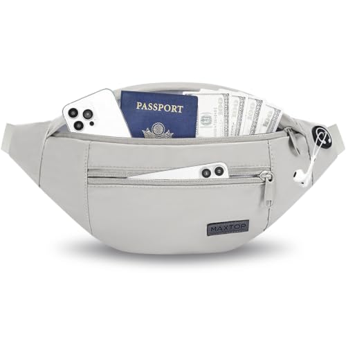 MAXTOP Large Grey Fanny Pack Crossbody Bags for Women Men Fashion Waist Bag - color: Cloud Grey