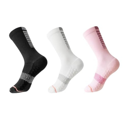 we fleece Running Socks Womens Compression Socks for Women Hiking Socks With Reflective Yarn Breathable Mesh Crew - color: Black White Pink