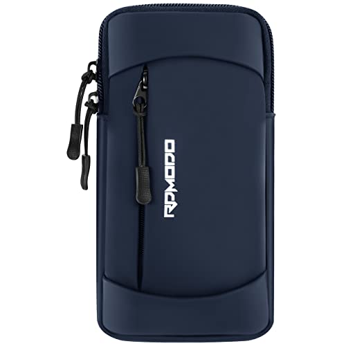 Running Armband Phone Holder, Running Phone Holder for iPhone 13 14 15 16 Pro Max Samsung, Adjustable Elastic Phone Armband, 2 Pockets Cell Phone Holder for Walking Workout Under 7.5 Inch（Blue） - color: 01-Blue