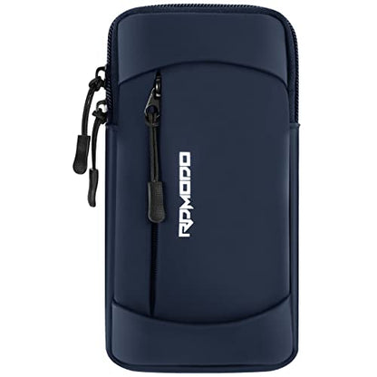 Running Armband Phone Holder, Running Phone Holder for iPhone 13 14 15 16 Pro Max Samsung, Adjustable Elastic Phone Armband, 2 Pockets Cell Phone Holder for Walking Workout Under 7.5 Inch（Blue） - color: 01-Blue