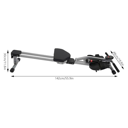 Home Rowing Machine, Foldable Rowing Exercise Machine, Compact Adjustable Hydraulic Rowing Machine with 12 Levels Resistance Adjustment, Portable LED Monitor Row Machine for Fitness