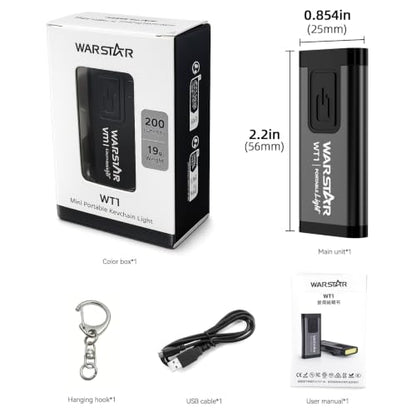 WARSTAR Keychain Flashlight with Personal Safety Alarm, 200LM Mini EDC Light, USB-C Rechargeable Emergency Siren for Women & Night Safety (2pack,Black*2) - color: 2pack,Black*2