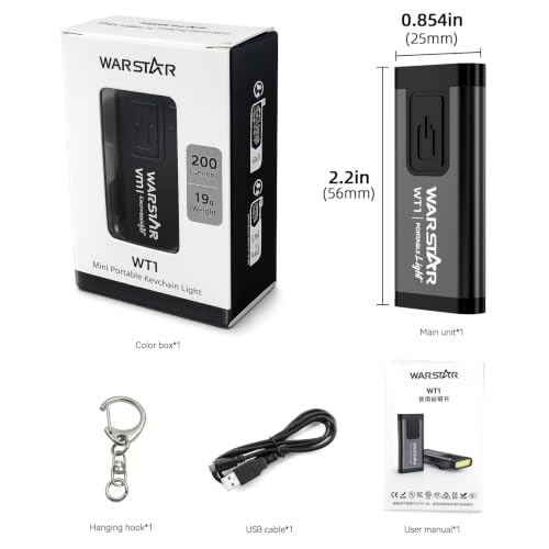 WARSTAR Keychain Flashlight with Personal Safety Alarm, 200LM Mini EDC Light, USB-C Rechargeable Emergency Siren for Women & Night Safety (6pack,Black*3&Blue*3) - color: 6pack,Black*3&Blue*3
