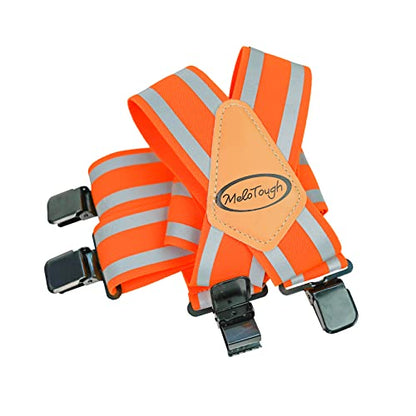 MELOTOUGH Reflective Safety Suspenders|Work Suspenders with Hi Viz Reflective Strip Hold Up Tool Belt Suspenders - color: Hi Viz Orange