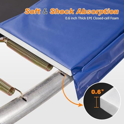 Exacme Trampoline Pad Replacement 16 15 14 13 12 10 8 Foot, Waterproof Safety Spring Cover Round Frame Pad, No Hole for Pole - color: Blue, size: Fit 15FT Frame Only, style: Without Opening Design