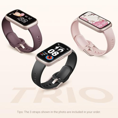 Health Fitness Tracker Smart Watch with 24/7 Heart Rate, Blood Oxygen, Sleep Tracker, Pedometer, 3 Colorful Bands & 3ATM Waterproof Activity Tracker with Step Calorie Counter, Smoke Violet - color: Smoke Violet