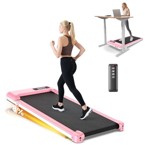 Walking Pad Treadmill with Handle Bar with 8% Incline,2.5HP Quiet Under Desk 320 lbs 2 in 1Treadmills for Home Office,Compact Foldable Walking Pad,Remote Control&LED Display - color: Bright Pink