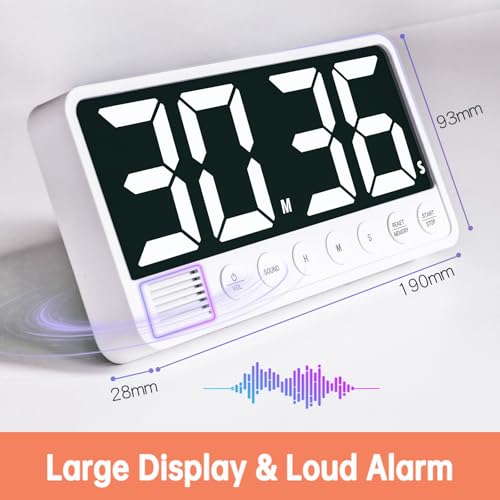 Digital Kitchen Timer, 7.1In Extra Large LED Display Countdown Timer - color: White