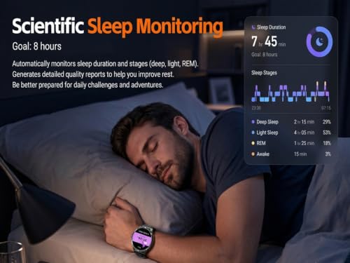 Military Smart Watch with Earbuds for Men and Women, Sleep Tracking - color: Black RD