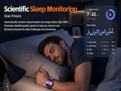 Military Smart Watch with Earbuds for Men and Women, Sleep Tracking - color: Black RD