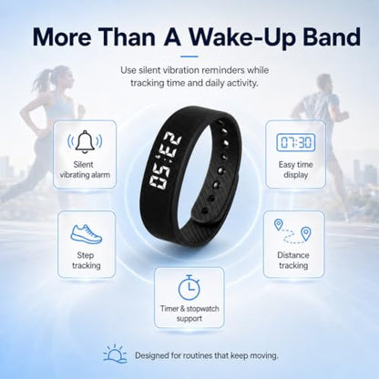 Vibrating Alarm Wristband Effective Alarm Clocks for Deep Sleepers Wake Band Wrist Watch Silent Deaf People Shock with Men Vibration Heavy Sleeps Wrist Bracelet Silent that Won't Wake - color: Blue