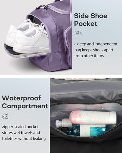 HOTOR Gym Bag, Duffle Bag with Shoe Compartment, Purple 20.5x11x10.6 Inch - color: Purple, size: 20.5" x 11.0" x 10.6"