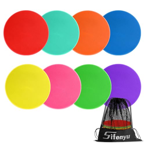 Poly Spots 9 Inch 8 Colors Spot Markers for Gym Floor Flat Cones - style: 8pcs 9inch (8colors)